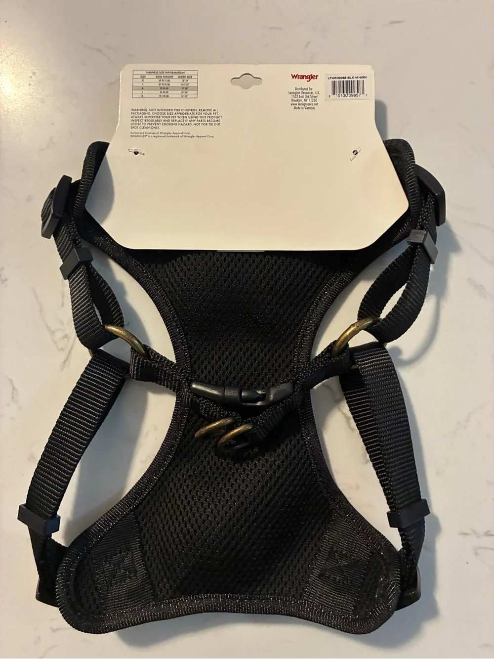 Wrangler Adjustable Dog Harness Black Medium Padded Mesh NWT New